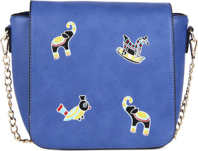 

Global Desi Women Casual Blue PU Sling Bag