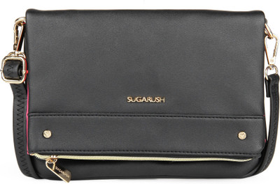 

SUGARUSH Girls Casual Black PU Sling Bag