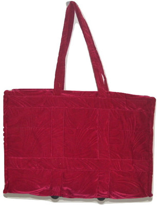 

NavRup Handworks Travelling Bag Velvet Small Travel Bag - Large(Red)