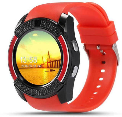 

Estar V9 Bluetooth With SIM & SD Card Support Smartwatch(Red Strap Regular)