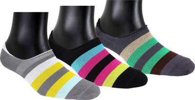 Neska Moda Women Striped Peds/Footie/No-Show(Pack of 3)