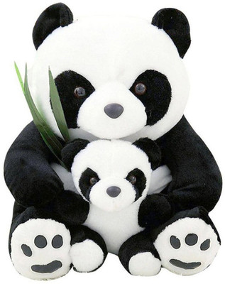

GVMC Cute Black & White Panda with Baby & Green Leaves Soft Teddy Bear - 60 cm(White)