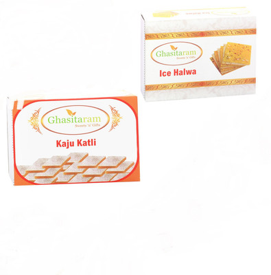 

Ghasitaram Gifts Mithai Hampers - Kaju Katli and Ice Halwa(400 g, Box)
