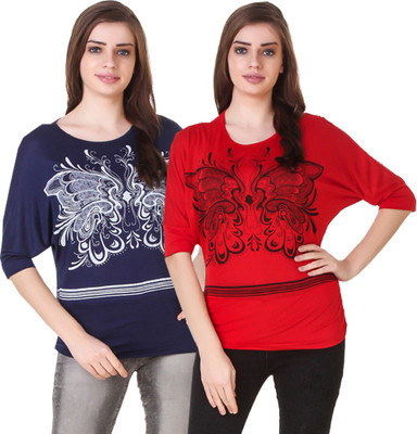 Hardys Party 3/4 Sleeve Printed Women Multicolor Top