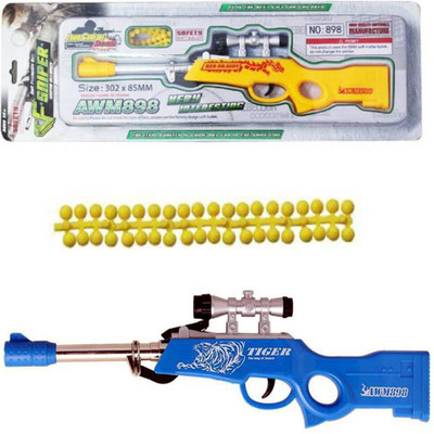 

GurujiSales Soft 6MM Bullet Sniper Toy Gun For Kids (Multi color)(Purple, Yellow, Blue)