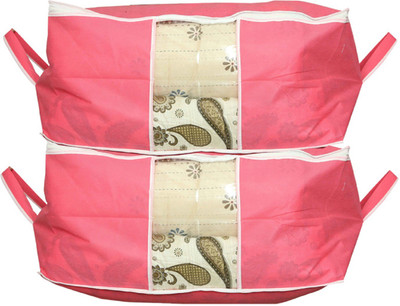 

Kuber Industries Big Underbed Storage Bag,Storage Organiser Set of 2 Pcs(Pink)