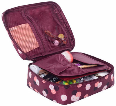 

House of Quirk Cosmetic Pouch(Maroon), Maroon flower