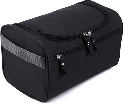 

House of Quirk Hanging Fabric Travel Toiletry Bag Organizer and Dopp Kit storage Bag Travel Toiletry Kit(Black)