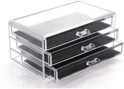 

Sukot 3 Drawer Acrylic Box Cosmetic Organizer Box Makeup Box Storage Container Box Vanity Box(Clear)