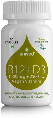 

Unived B12+D3, Vegan Vitamins with Folate, 30 Vegan Capsules(30)