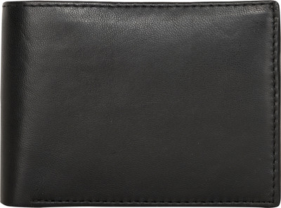 Aspen Leather Men Black Genuine Leather Wallet(10 Card Slots)