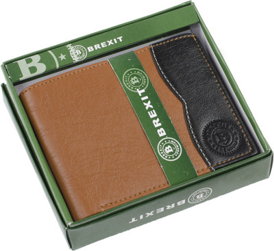 

Brexit Men Tan, Black Artificial Leather Wallet(3 Card Slots)