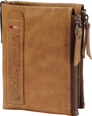 

POLLSTAR Men Tan Genuine Leather Wallet(4 Card Slots)
