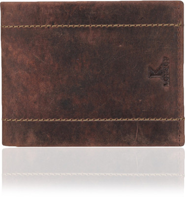 

K London Men Brown Genuine Leather, Fabric Wallet(8 Card Slots)