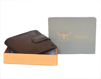 

Hidelink Men Brown Genuine Leather Wallet(6 Card Slots)