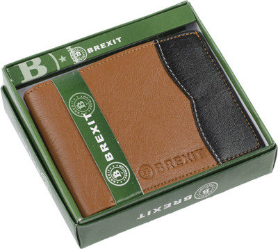 

Brexit Men Tan, Black Artificial Leather Wallet(3 Card Slots)