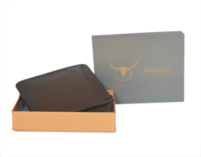 

Hidelink Men Brown Genuine Leather Wallet(6 Card Slots)
