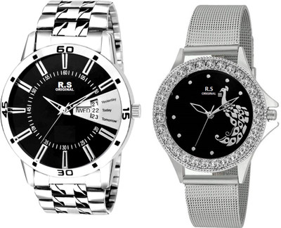 

R S Original RSO-2066 DAY AND DATE BLACK WATCH FOR COUPLE Watch - For Couple