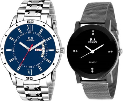 

R S Original RSO-2094 DAY AND DATE BLACK WATCH FOR COUPLE Watch - For Couple