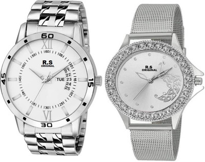 

R S Original RSO-2083 DAY AND DATE WHITE WATCH FOR COUPLE Watch - For Couple