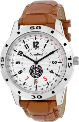 

OpenDeal Stylish White Dial Brown Leather Belt Analog Watch For Men & Boys Watch - For Boys