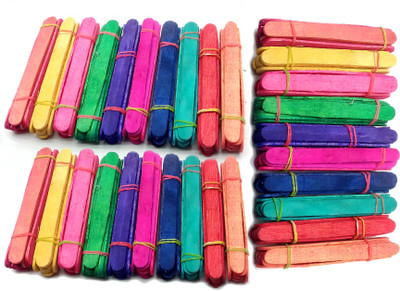 

ziggle Colored Wooden Ice Cream Sticks Popsicle Sticks 300 Pcs (Multi-colored)