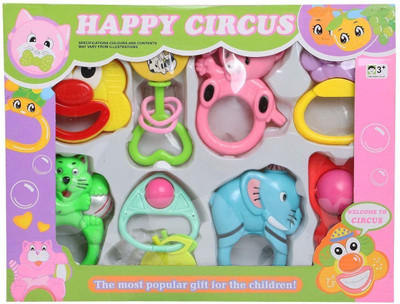 

Gauravshopo Happy circus baby rattles 8 pec Rattle set for babies Rattle(Multicolor)
