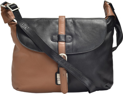 

HIDECART Two-Hued Leather Sling Bag(Multicolor, 9 inch)