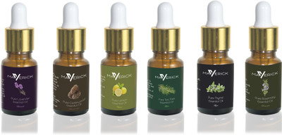 

Maverick Pure Lavender, Rosemary, Cedarwood, Thyme, Lemon & Tea Tree essential oil 6 in 1 pack with dropper(10 ml)