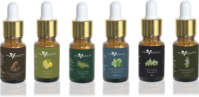 

Maverick Pure Rosemary, Cedarwood, Thyme, Peppermint, Lemon & Tea Tree essential oil 6 in 1 pack with dropper(10 ml)