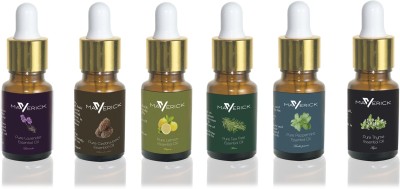 

Maverick Pure Lavender, Cedarwood, Thyme, Peppermint, Lemon & Tea Tree essential oil 6 in 1 pack with dropper(10 ml)