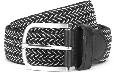 

Flying Machine Men Casual Black, White Genuine Leather Belt