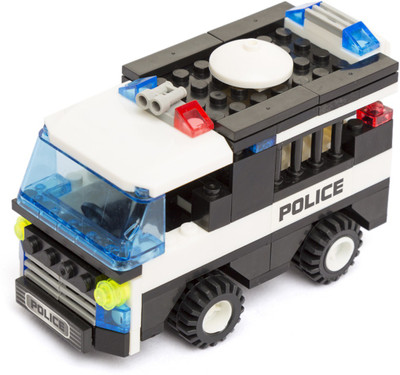 

Green Gold Mighty Raju R Blocks Police Van Black And White - 123 Pieces(Black, White)