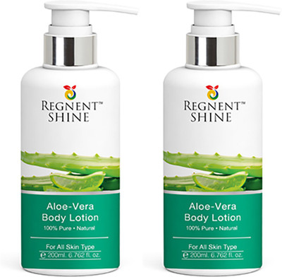 

Regnent Shine Aloe-Vera Body Lotion 100% Pure & natural Pack of 2 Bottle(400 ml)