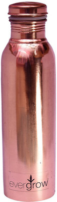 EVERGROW Plain Copper Yoga Water Bottle, -Handmade,Joint Free 100% Pure & Leak Proof For Ayurvedic Health Benefits 750 ml Bottle(Pack of 1, Gold, Copper)