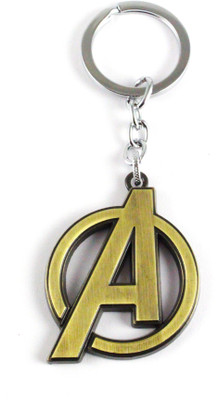 

estore a alphabet avengers metal key chain keyring for car and bikes Carabiner(Gold)