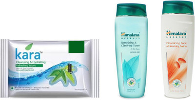 

Himalaya Kara Skin Care Wipes, Refreshing & Cleansing Milk, Nourishing Face Moisturizing Lotion(Set of 3)