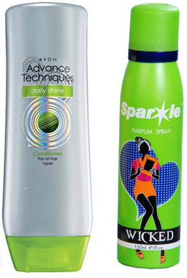 

Avon Anew double the shine of hair conditioner 200 ml With one sparkle perfume spray 150 ml(Set of 2)