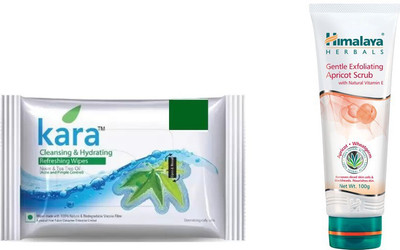 Himalaya Kara Skin Care Wipes, Gentle Exfoliating Apricot Scrub(Set of 2)