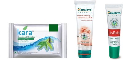 

Himalaya Kara Skin Care Wipes, Deep Cleansing Apricot Face Wash, Lip Balm(Set of 3)