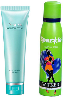 

Avon Anew Retroactive Cleanser 125 G With One Sparkle Perfume Spray 150 Ml(Set of 2)