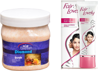 

Pink Root DIAMOND SCRUB 500MLWith FAIR & LOVELY ADVANCED MULTI VITAMIN CREAM 80G(Set of 2)