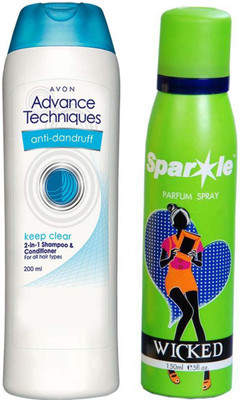 

Avon Anew advance techniques 2 in 1 Anti dandruff shampoo & Conditioner 200 ml With one sparkle perfume spray 150 ml(Set of 2)