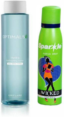 

Oriflame Sweden hydra refreshing toner oil skin types 200 ml (33995) with one sparkle perfume 150 ml(Set of 2)