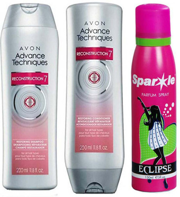 

Avon Anew Advance Techniques Reconstruction Shampoo (200ml), Conditioner (200ml) With one sparkle perfume spray 150 ml(Set of 3)
