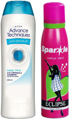 

Avon Anew Advance Techniques 2 In 1 Anti Dandruff Shampoo & Conditioner 200 Ml With One Sparkle Perfume Spray 150 Ml(Set of 2)