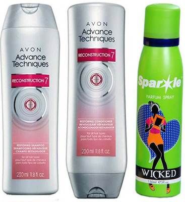 

Avon Anew Advance Techniques Reconstruction Shampoo (200ml), Conditioner (200ml) With One Sparkle Perfume Spray 150 Ml(Set of 3)