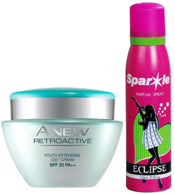 

Avon Anew Retroactive Day Cream (50g) With one sparkle perfume spray 150 ml(Set of 2)