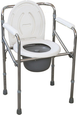 

Health Track Folding Hight Adjustable Western Commode Chair(Silver)