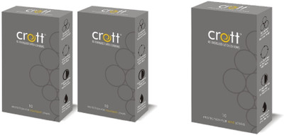 Crott india's first re-Energized dotteed condom with Strawberry2 And Wine Flavour Condom(Set of 3, 30S)